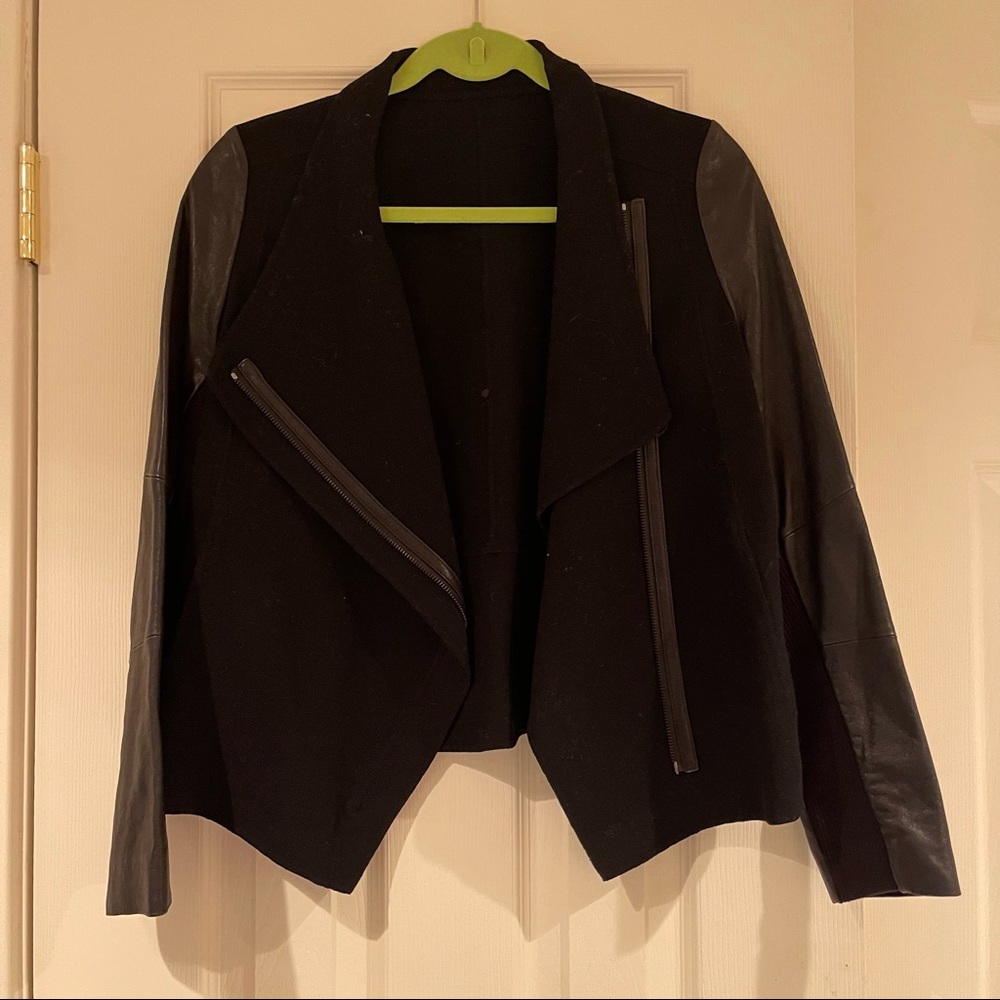 Vince Fabric jacket with leather sleeves